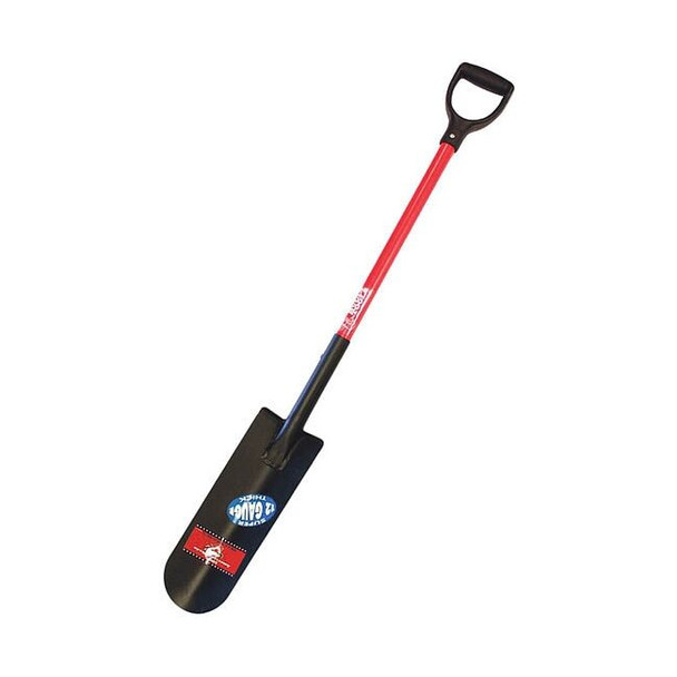 Bully Tools Drain Spade Shovel, 12 ga. Steel Blade, Fiberglass Handle 82535
