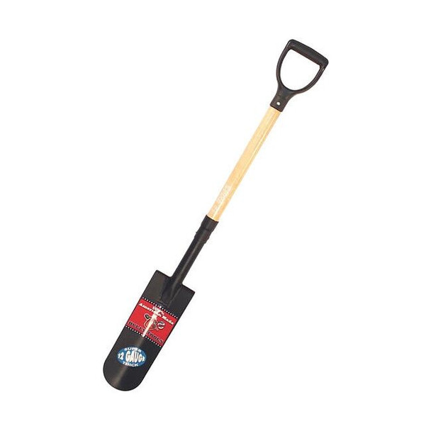 Bully Tools Drain Spade Shovel, 12 ga. Steel Blade, Wood Handle 72535