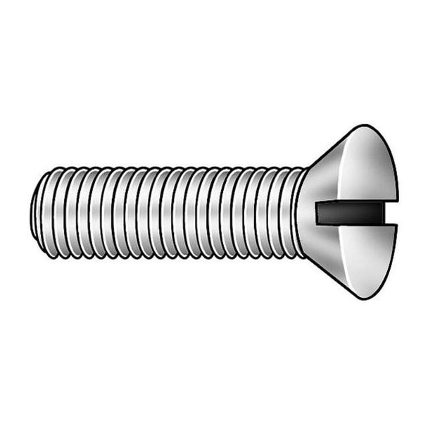 #10-32 x 3/4 in Slotted Flat Machine Screw, Zinc Plated Steel, 100 PK