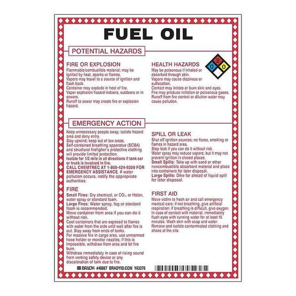 Brady Chemical Sign, 10 in Height, 7 in Width, Rectangle 48867