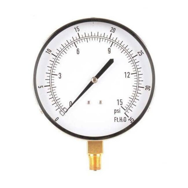 Altitude Pressure Gauge, 0 to 35 psi, 4 1/2 in Dial, 1/4 in NPT, Bottom Location