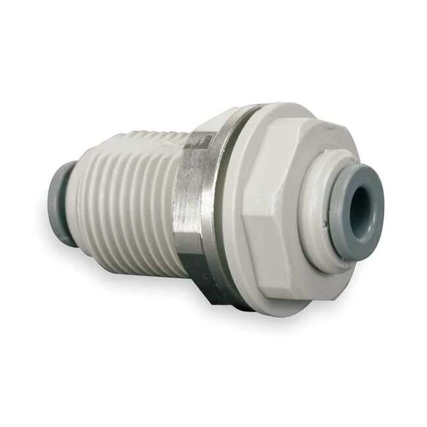 Push-Fit Union Fitting, 1/4 in Tube Size, Acetal, Gray, 10 PK