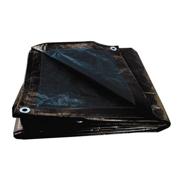 Standard Duty Tarp, 28 ft 10 in x 49 ft 2 in, 5.1 Mil, Brown/Black, Polyethylene