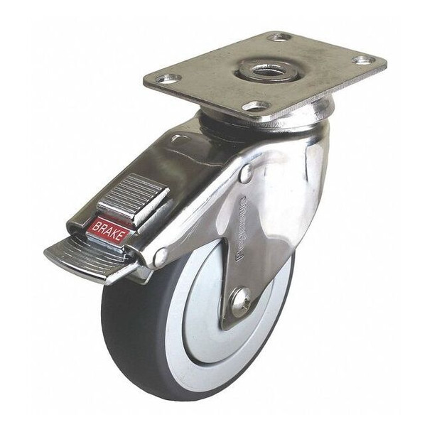 Swivel Plate Caster w/Total-Lock,TPR,4 in,190 lb