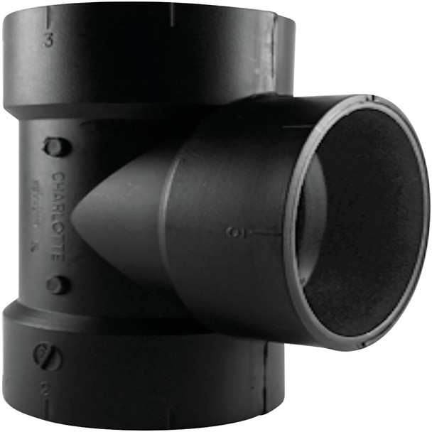 Charlotte Pipe 3 In. Hub x Hub x Hub ABS Waste & Vent Tee ABS 00441  1000HA