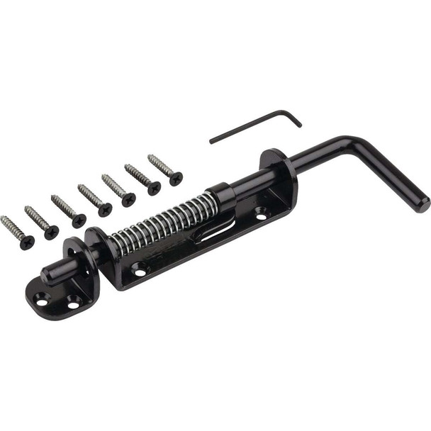 National Hardware Black Spring Loaded Heavy Duty Sliding Bolt N109-214