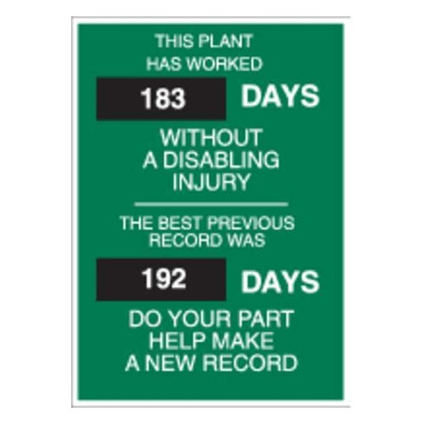 Brady Safety Scoreboard, 28 in H x, 20 in W, Steel 49111