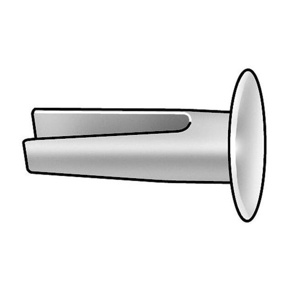 Split Rivet, Truss Head, 9/64 in Dia., 3/4 in L, Steel Body, 50 PK