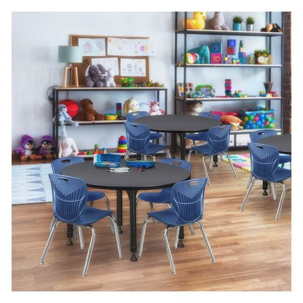 Tables > Height Adjustable > Round Table & Chair Sets, 42 W, 42 L, 23-34 H, Grey