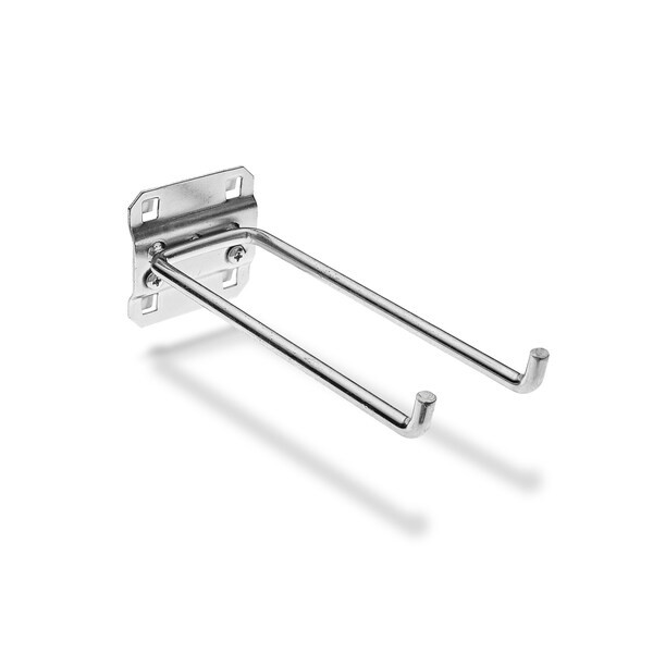 5-3/4 In. Double Rod 80 Degree Bend Steel Pegboard Hook for LocBoard, PK5