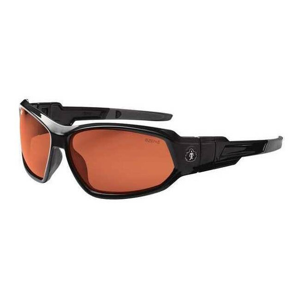 LOKI, Safety Glasses, Uncoated, Copper Lens, Black Frame, Full-Frame, Polarized