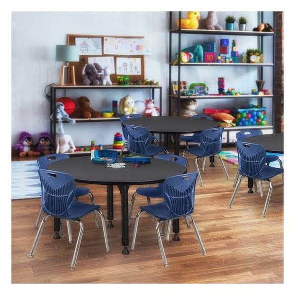 Tables > Height Adjustable > Round Table & Chair Sets, 48 W, 48 L, 23-34 H, Grey