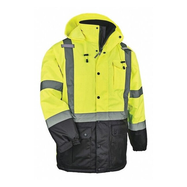 Hi-Vis Parka, 300D Oxford Polyester, Class 3 Type R, Hi-Viz Lime, S