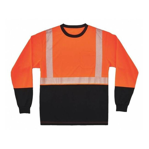 Ergodyne Black Front Perf. Lng Slv Shirt,2XL,Org, Polyester, Orange, 2XL 8281BK