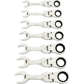 7 Piece 90-Tooth 12 Point SAE Stubby Flex Ratcheting Combination Wrench Set 86878