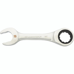 19mm 90-Tooth 12 Point Stubby Combination Ratcheting Wrench 86849
