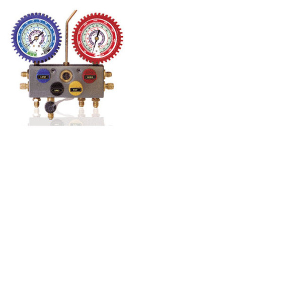 R134a Aluminum 4-Way Manifold with 72" Hoses and Manual Couplers 86972