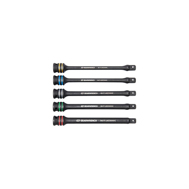 5PC 1/2" DRIVE TORQUE LIMITING IMPACT EXTENSION BAR SET 89650