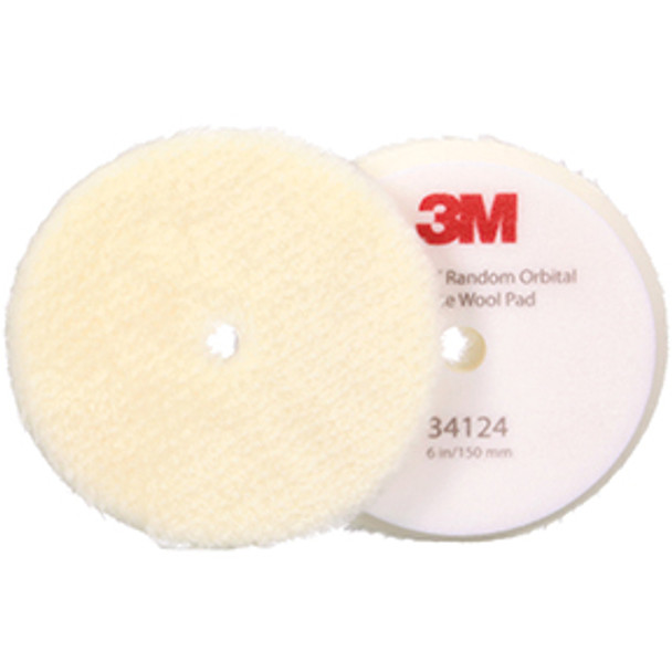 3M Perfect-it Random Orbital Wool Compounding Pad 34124, Coarse, White, 6 in (150 mm) 34124