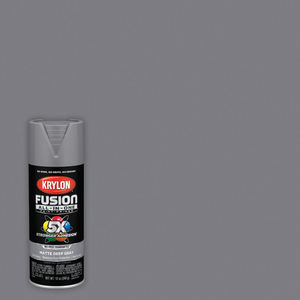 Krylon Fusion All-In-One 12 Oz. Matte Spray Paint, Deep Gray K02914007