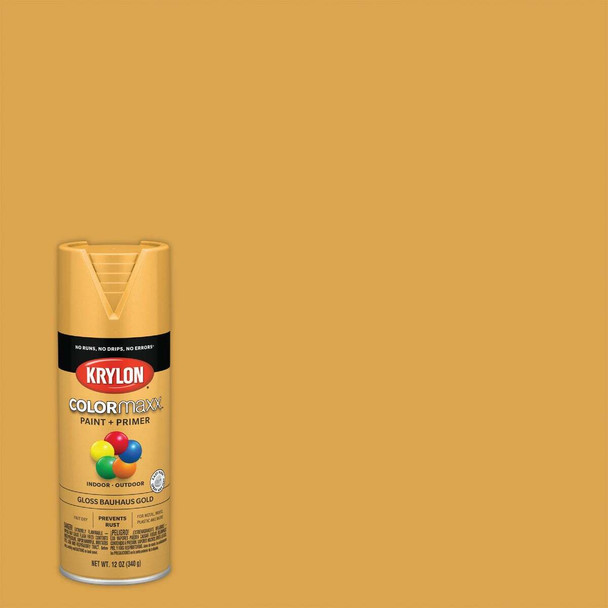 Krylon ColorMaxx 12 Oz. Gloss Spray Paint, Bauhaus Gold K05504007