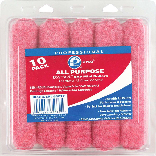 Premier Z-Pro 6-1/2 In. x 1/2 In. Knit Mini Roller Cover (10-Pack) 65072