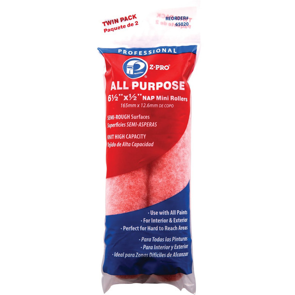 Premier Z-Pro 6-1/2 In. x 1/2 In. Knit Mini Roller Cover (2-Pack) 65020