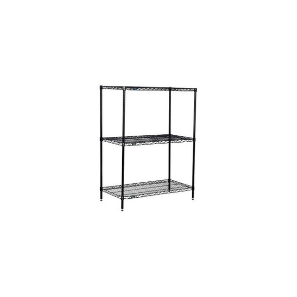 Nexel 3 Shelf Black Epoxy Wire Shelving Unit Starter 48""W x 24""D x 54""H