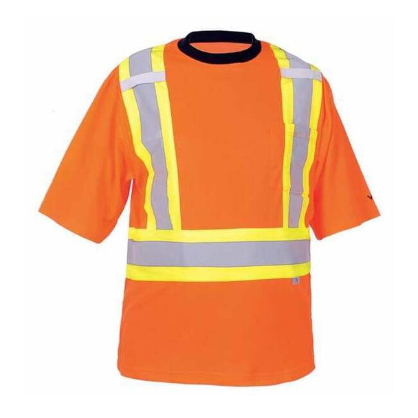 Unisex High Visibility Short Sleeve Shirt, Polyester/Cotton, Pullover, Orange, M