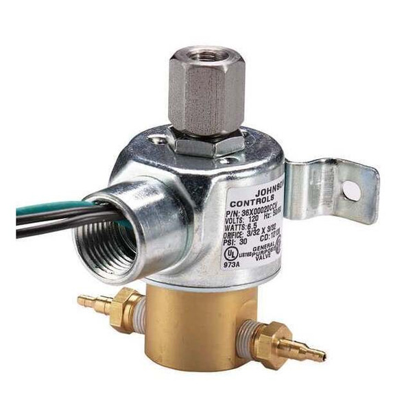 Johnson Controls Solenoid Air Valve,3-Way,24VAC,0-30 psi V-2410-1