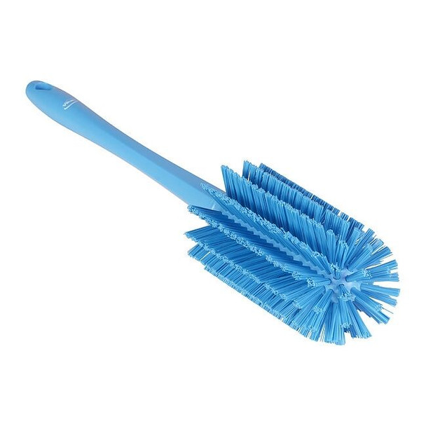 Bottle Brush, Medium, 10 1/4 in L Handle, 6 1/2 in L Brush, Blue, Polypropylene