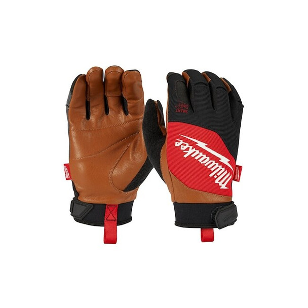 Performance Work Gloves, Goatskin Palm, Polyester Back, XL, Black/Brown/Red