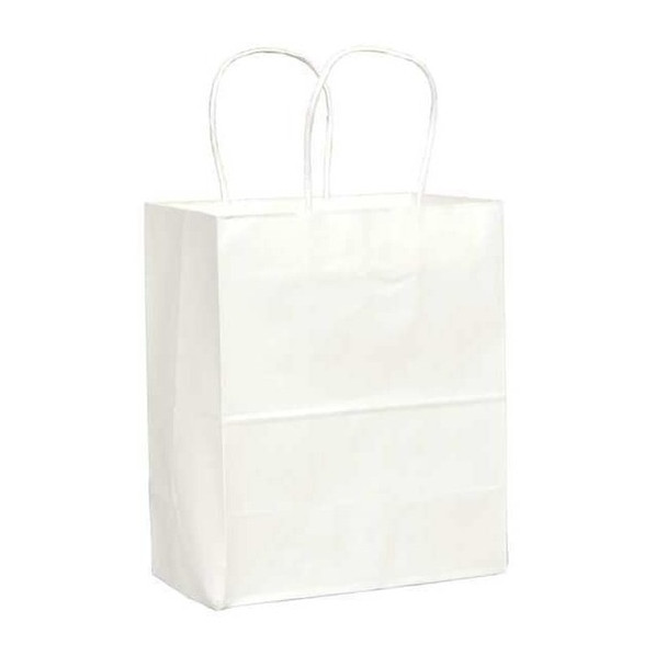 Tempo White Shopping Bag Flat Bottom, Twist Handles, Pk250