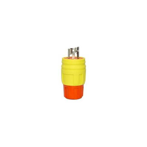 Watertight Locking Plug, L5-15P, 15 A, 125V AC, Single Phase, 2 Pole, Yellow