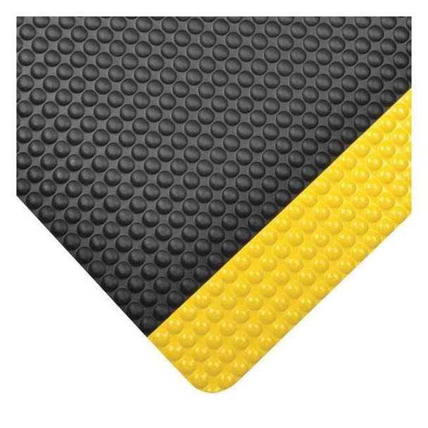 Antifatigue Mat, 5 ft. L x 3 ft. W, 3/4" Thickness, Vinyl, Bubble, Black/Yellow