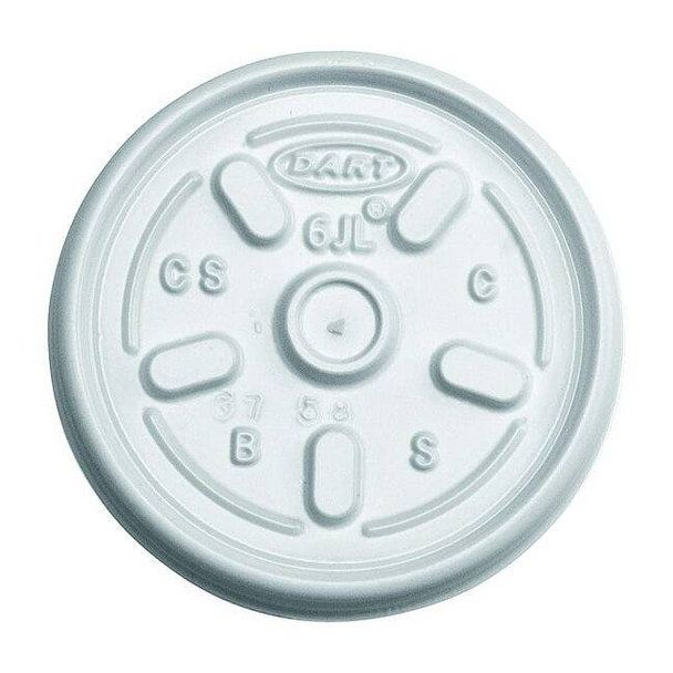 Dart Lid for 2 to 6 oz. Hot Cup, Flat, Vented, White, Pk1000 6JL