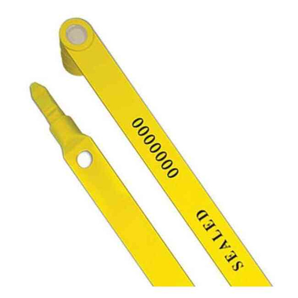 Universeal Lock Seal 7-29/32" x 3/64", Plastic, Yellow, Pk50 UFR-TS YELLOW50