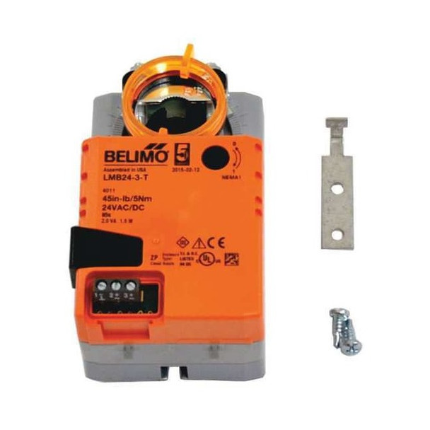 Belimo Actuator, Damper, 45 in-lb, 24V AC/DC LMB24-3-T