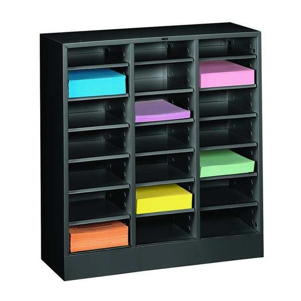 Tennsco Literature Sorter 21 Compartments, 30-5/8"W x 11-1/2"D Black 4075BK