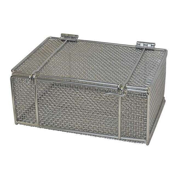 Rectangular Parts Washing Basket, #4 Mesh Size, Stainless Steel, Silver