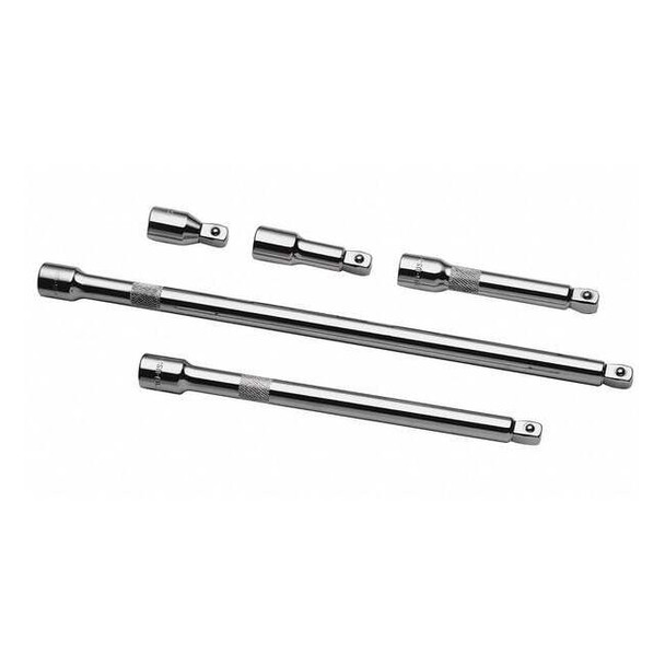 Wobble Extension Set 1/2" Dr, 2 in, 3 in, 5 in, 10 in, 15 in L, 5 Pieces, Chrome