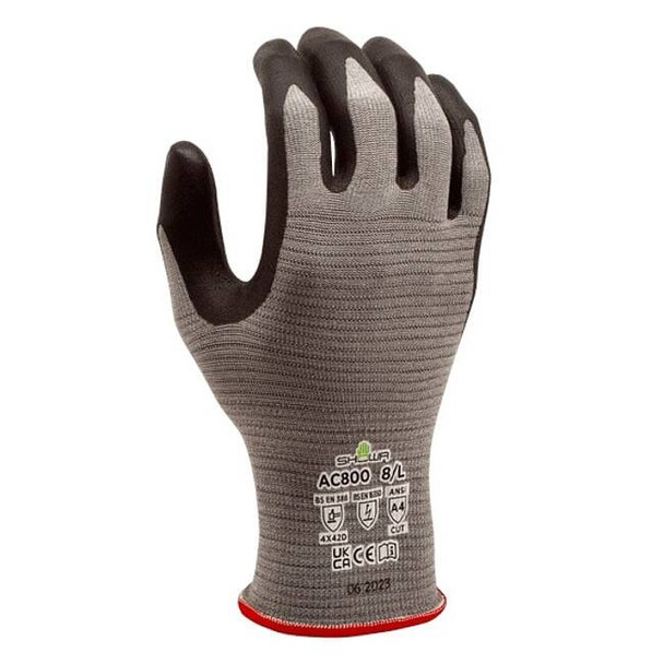 Showa Knit Gloves, Cut Level A4 ,Microporous Nitrile ,Embossed ,M 1 PR AC800M-07