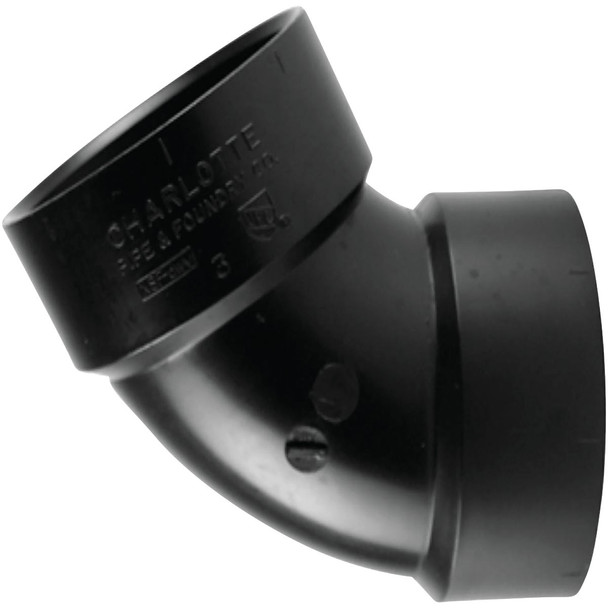 Charlotte Pipe 3 In. Hub x Hub 60 Deg. ABS Elbow (1/6 Bend) ABS 00319  1000HA