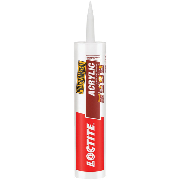 LOCTITE POLYSEAMSEAL 10 Oz. White Acrylic Caulk with Silicone 1507600