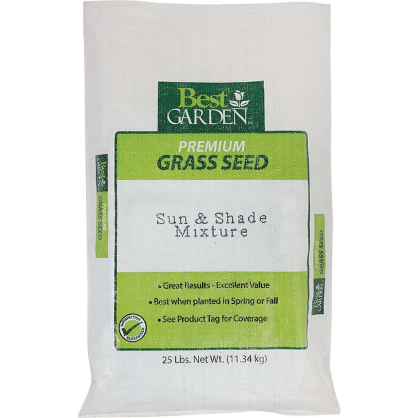 Best Garden 25 Lb. 6250 Sq. Ft. Coverage Sun & Shade Grass Seed 71101