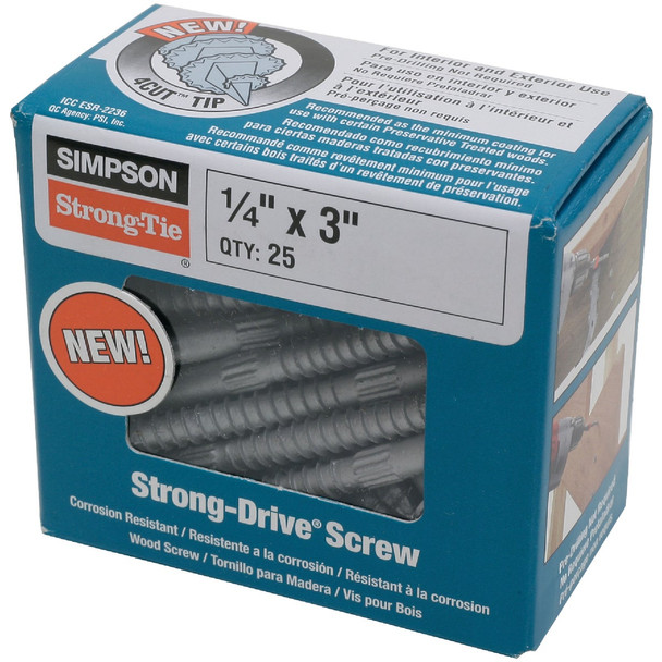 Strong-Drive 25pc 1/4x3 Wood Screw SDS25300-R25