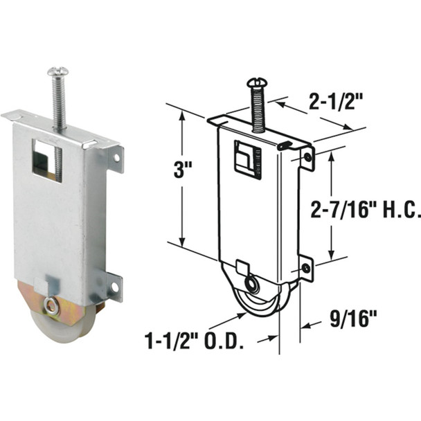 Prime-Line Bypass Plastic Mirror Door Roller with Steel Housing N 6630