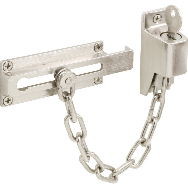 Defender Security Satin Nickel Keyed Chain Door Guard U 11093