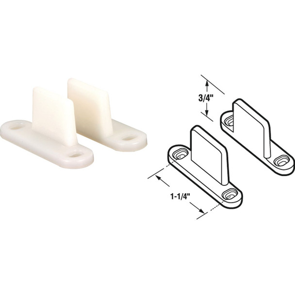 Prime-Line 1-1/4" x 3/4" White Nylon Pocket Door Floor Guide (2-Count) N 6567