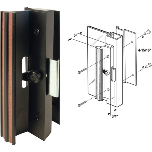 Prime-Line Black Surface Mounted Clamp Sliding Patio Door Handle Set C 1006